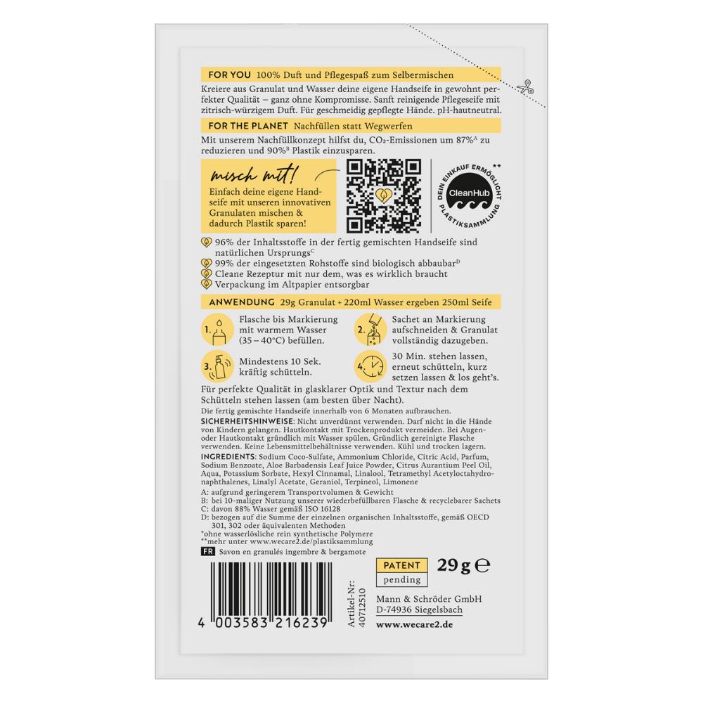 we:care2 Handseifen-Granulat, Ingwer-Bergamotte, 29 g