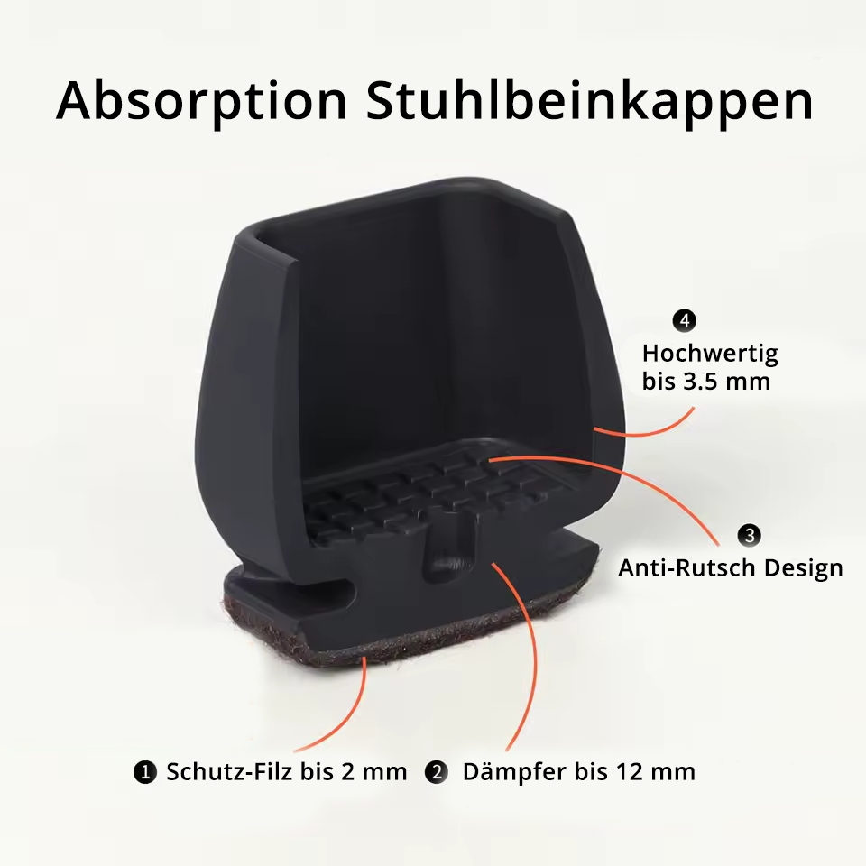 Profi Stuhlbein Silikon Filz Stulpen Quadrat, 4er-Set, Gr. S, schwarz