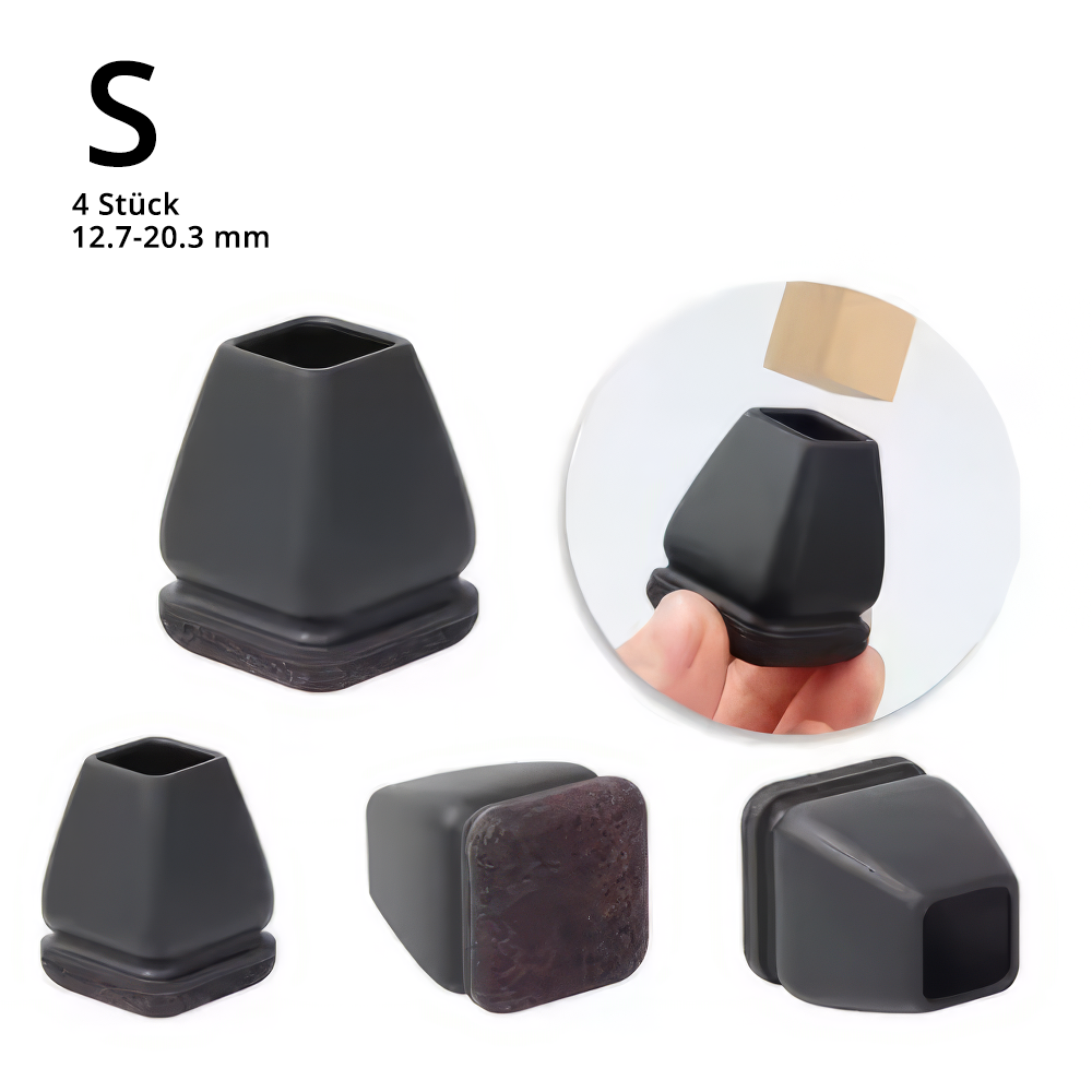 Profi Stuhlbein Silikon Filz Stulpen Quadrat, 4er-Set, Gr. S, schwarz