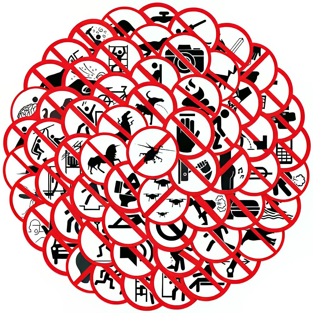 Lustige Fun Warnaufkleber, 62 Stk.