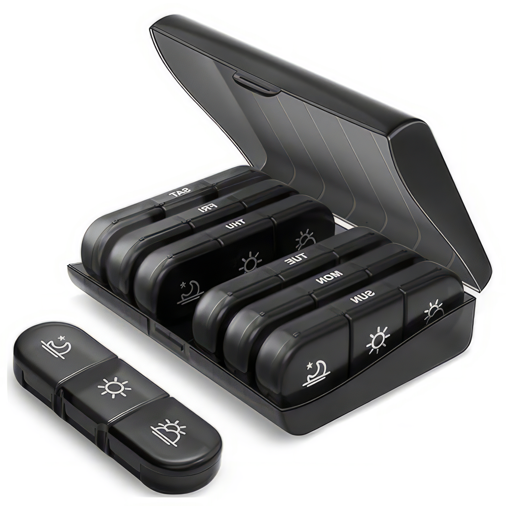 3x7 Medikamentenbox Travel, schwarz