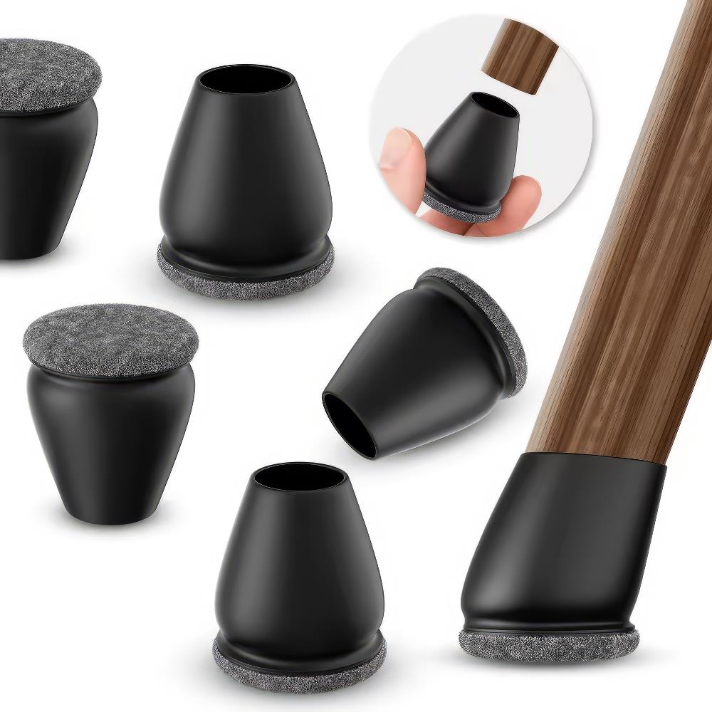 Profi Stuhlbein Silikon Filz Stulpen, 4er-Set, S, schwarz-grau