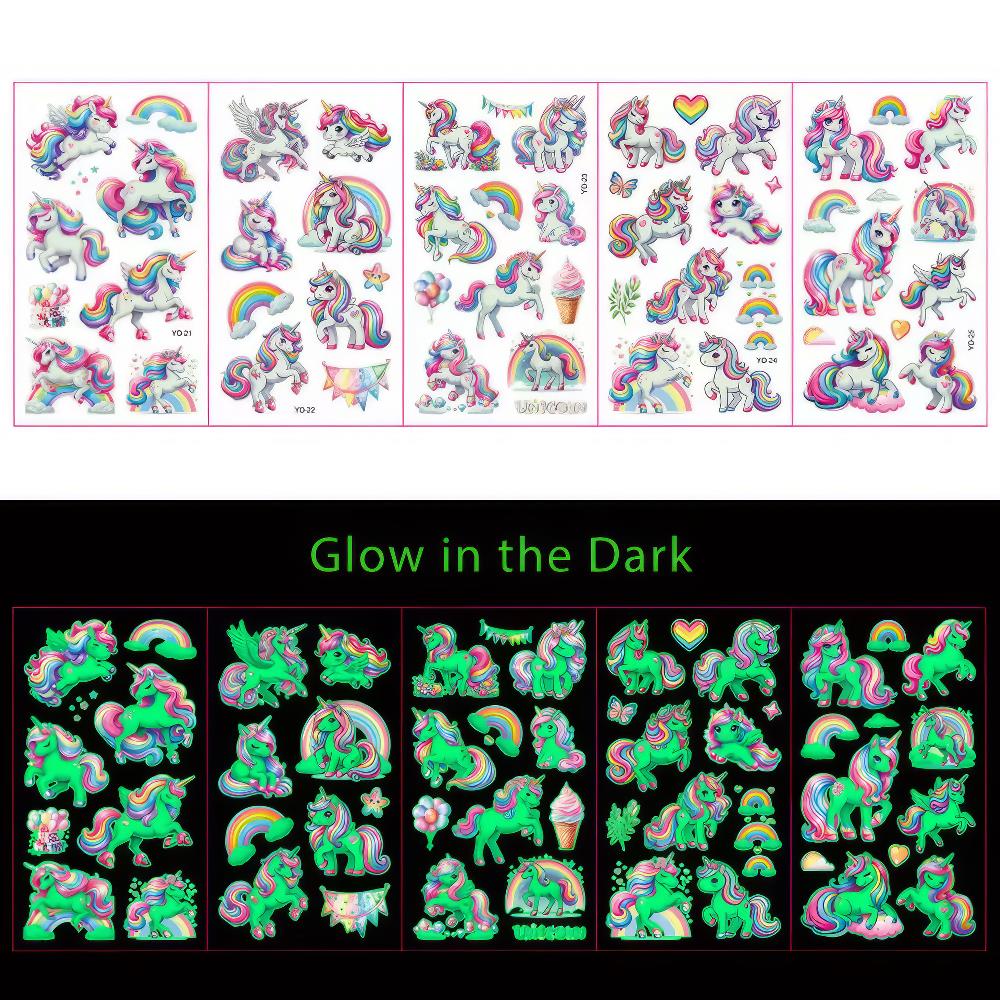 Glow in the Dark Tattoos Einhorn