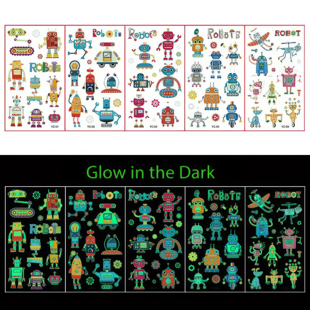 Glow in the Dark Tattoos Robots